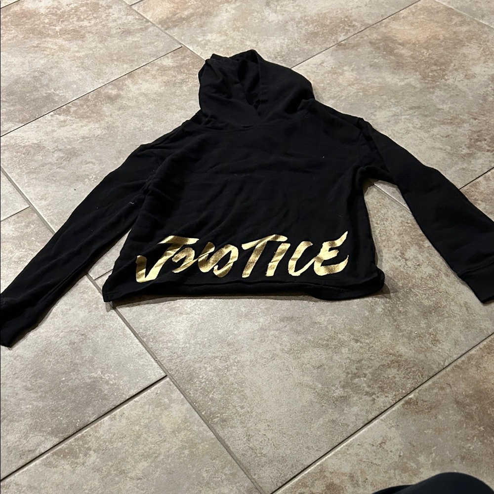 Justice Black Hoodie with Gold Logo